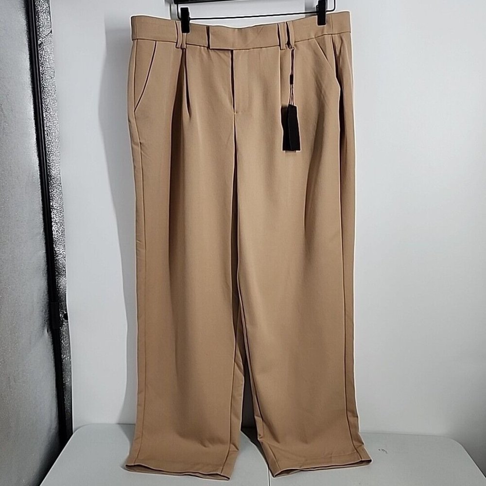 NEW 11 HONORÉ COLLECTION Size 16 TAN Chloe Straight Leg Trouser dress pants